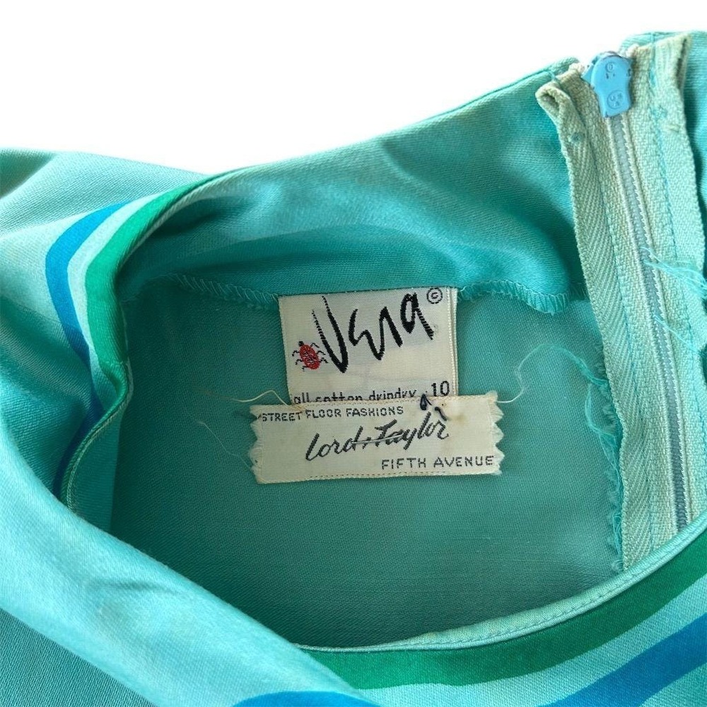 1960s Vera Neumann Dress Mod Psychedelic Floral Aqua Shift 10 for Lord & Taylor - Picture 3 of 16
